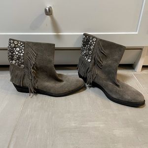Reba cowboy gray suede cowboy booties